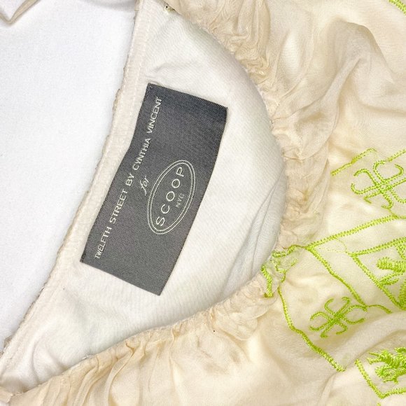 Cynthia Vincent Neon Embroidered Silk Mini Dress - Picture 6 of 9